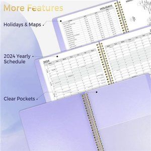 2024 Weekly & Monthly Planner 9.2"x11.2"- 12 Month, Vegan Leather